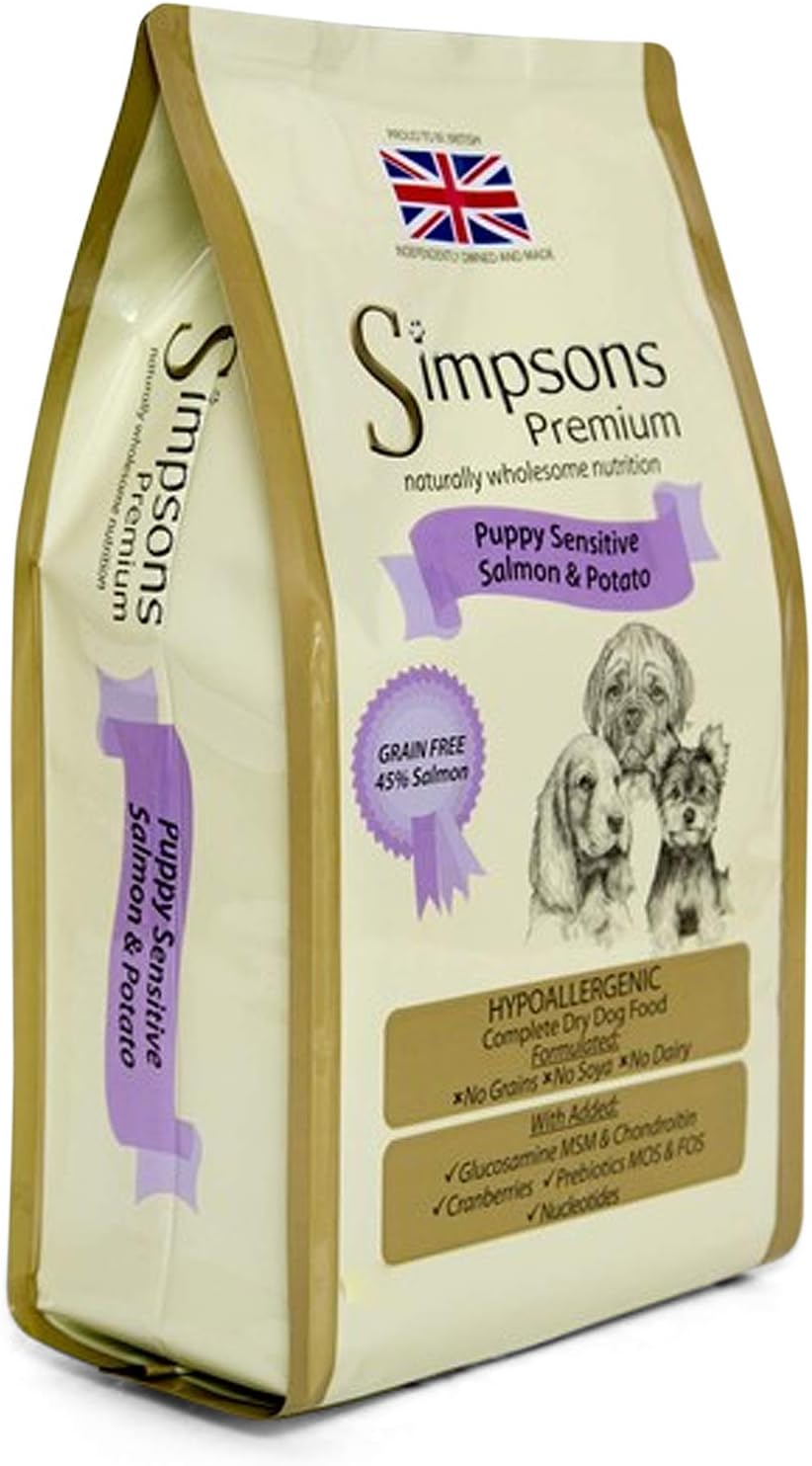 Simpsons Premium - Alimento per cuccioli di cane “Puppy Sensitive salmone e patate”.