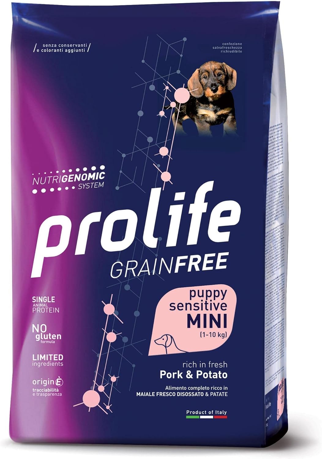 PROLIFE Grain Free Puppy Sensitive Maiale & Patate - Mini. Confezione da 2kg