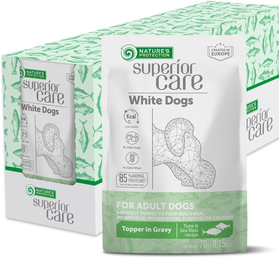 NATURE'S PROTECTION SUPERIOR CARE POUCH WHITE DOG ADULT ALL BREEDS TUNA&SEA BASS 70gr (24 pouch/conf)