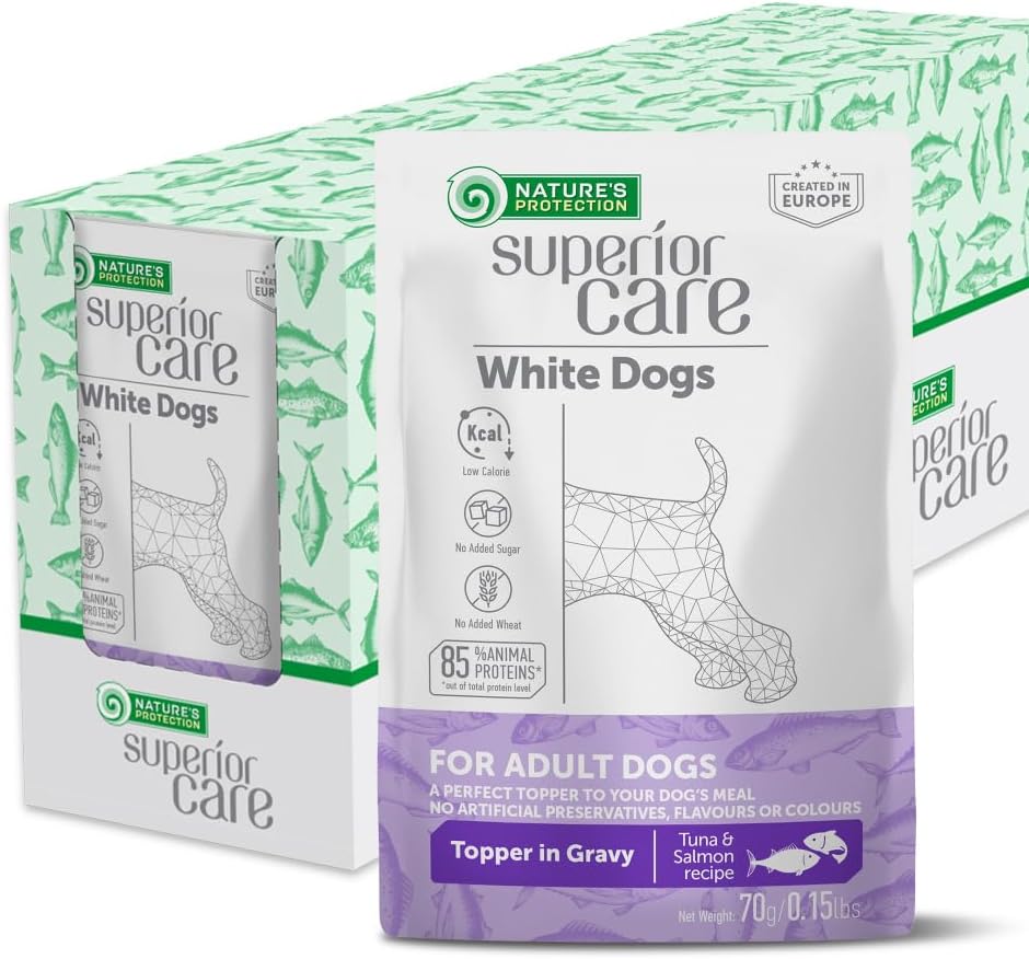 NATURE'S PROTECTION SUPERIOR CARE POUCH WHITE DOG ADULT ALL BREEDS TUNA & SALMON 70gr (24 pouch/conf.)