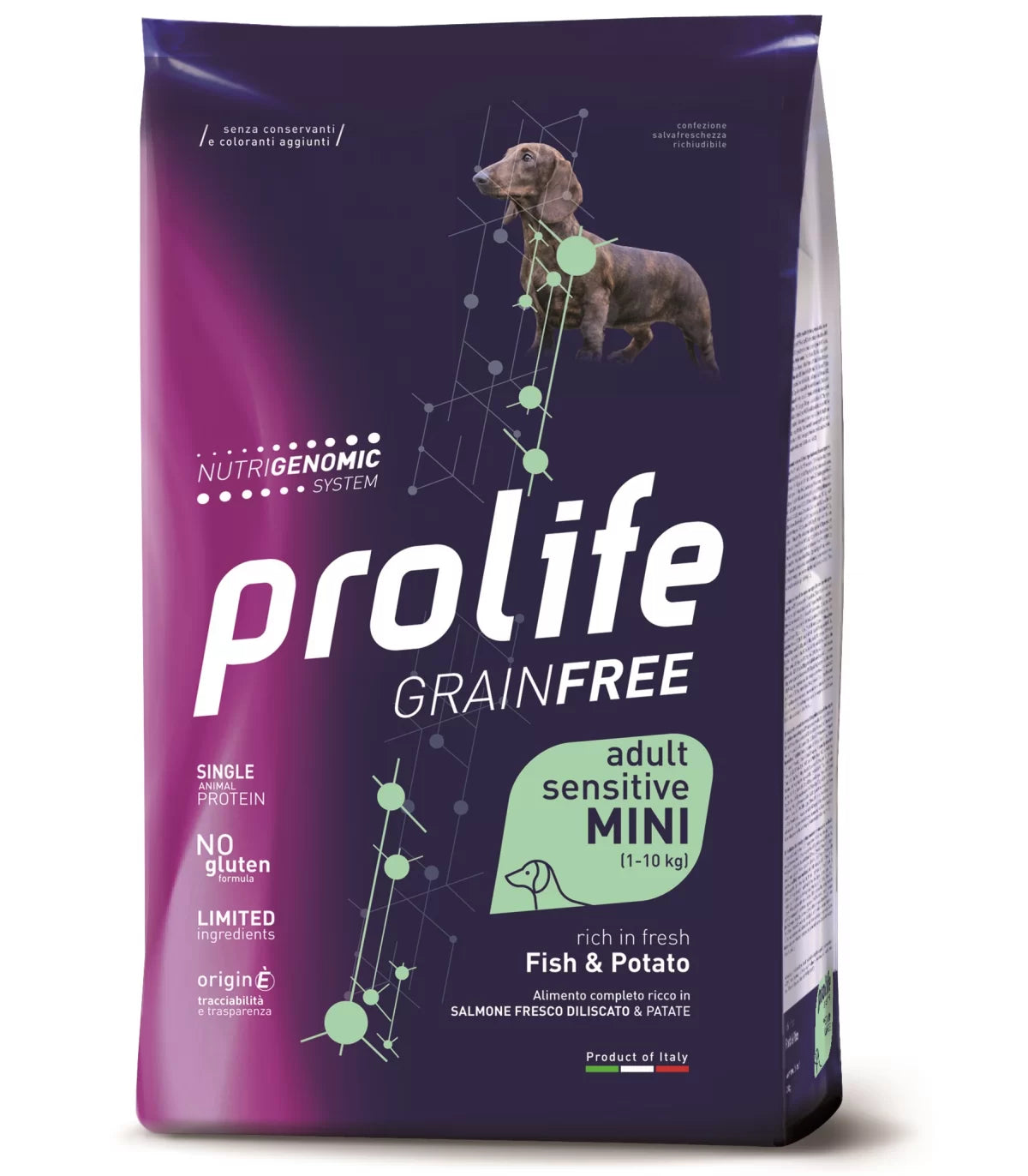 Prolife cane grainfree adult sensitive pesce e patate mini 2 kg
