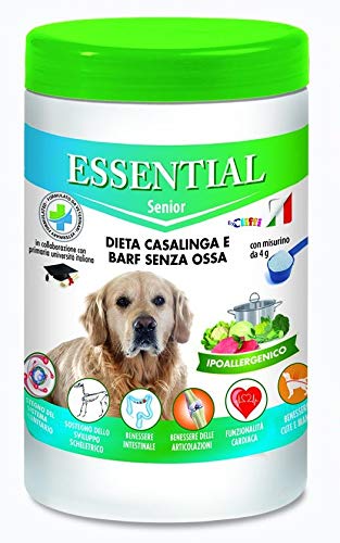 ESSENTIAL CANE SENIOR Integratore per Cani, Dieta Casalinga e Barf Senza Ossa, Ipoallergenico