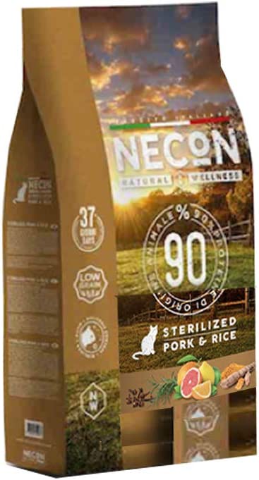 NECON NATURAL WELLNESS - Crocchette per Gatto sterilizzato -Gusto Maiale 1,5 kg