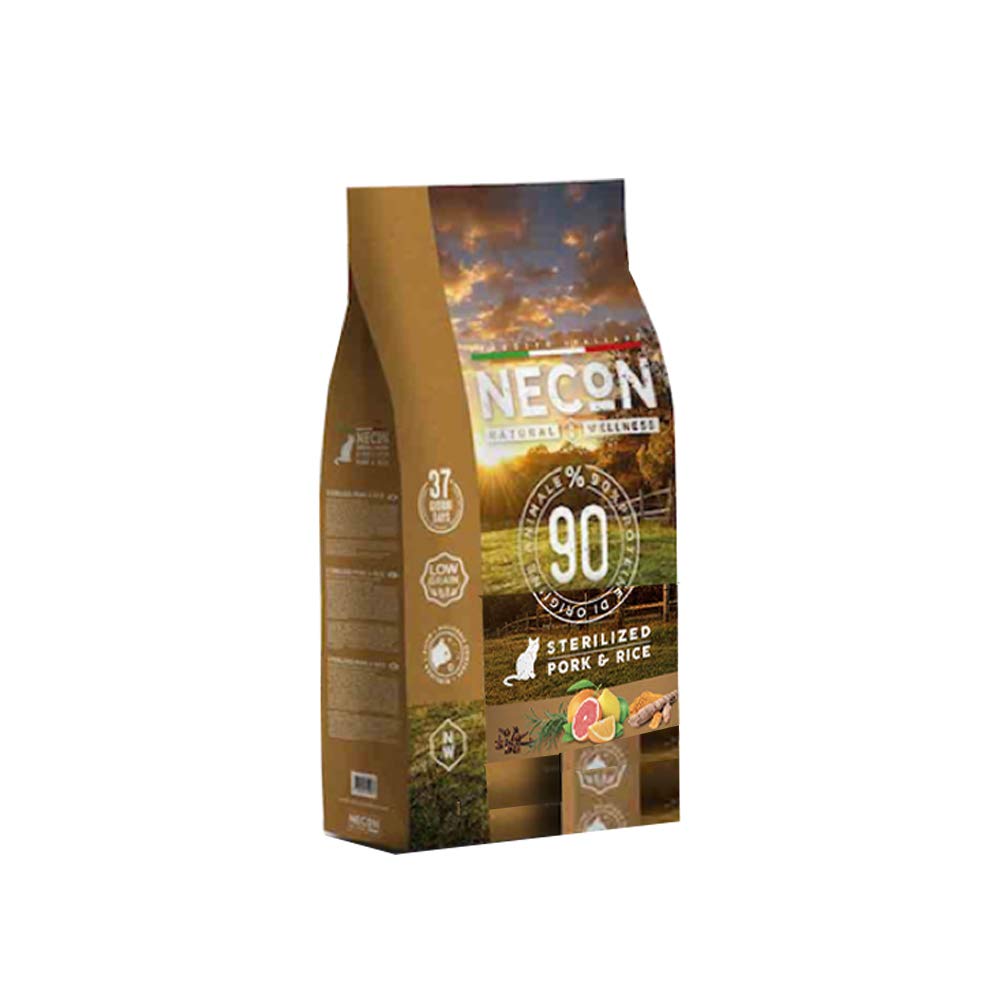 NECON NATURAL WELLNESS - Crocchette per Gatto sterilizzato -Gusto Maiale 1,5 kg