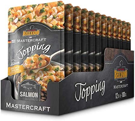 Belcando Mastercraft Topping 12 porzioni da 100g gusto Salmone con broccoli Cibo umido per cani | Senza cereali