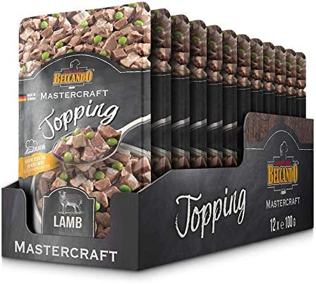 Belcando Mastercraft Topping 12 porzioni da 100g Gusto Agnello con piselli Cibo umido per cani Senza cereali