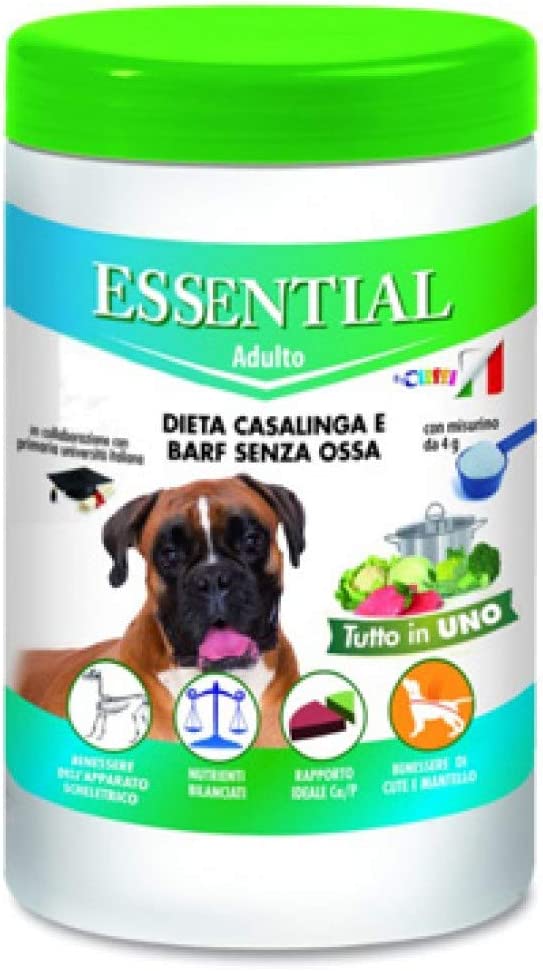 ESSENTIAL Cane Adulto Integratore per Cani, Dieta Casalinga e Barf Senza Ossa, Ipoallergenico