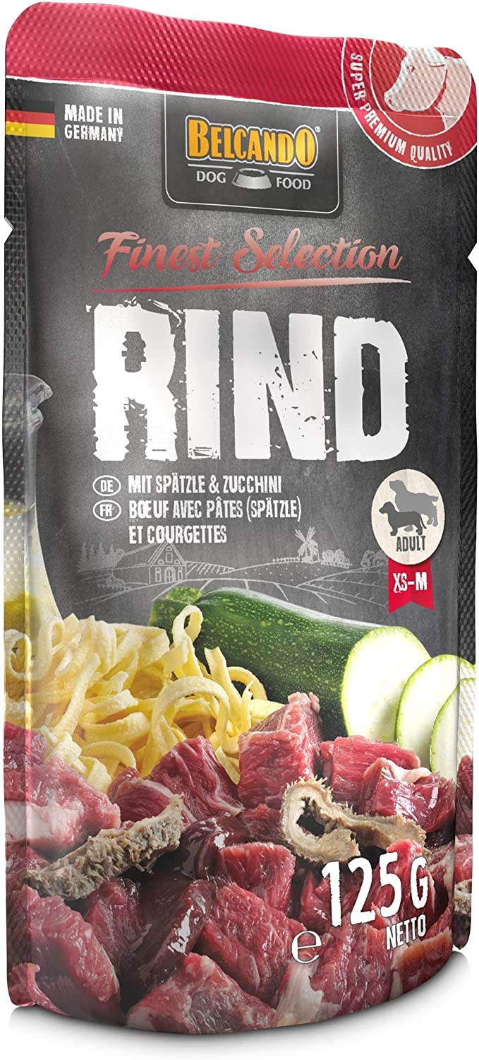 Belcando Manzo con"spätzle" e zucchine Alimento completo umido in busta monoporzione (12 buste da 125 gr / 6 buste 300 gr)