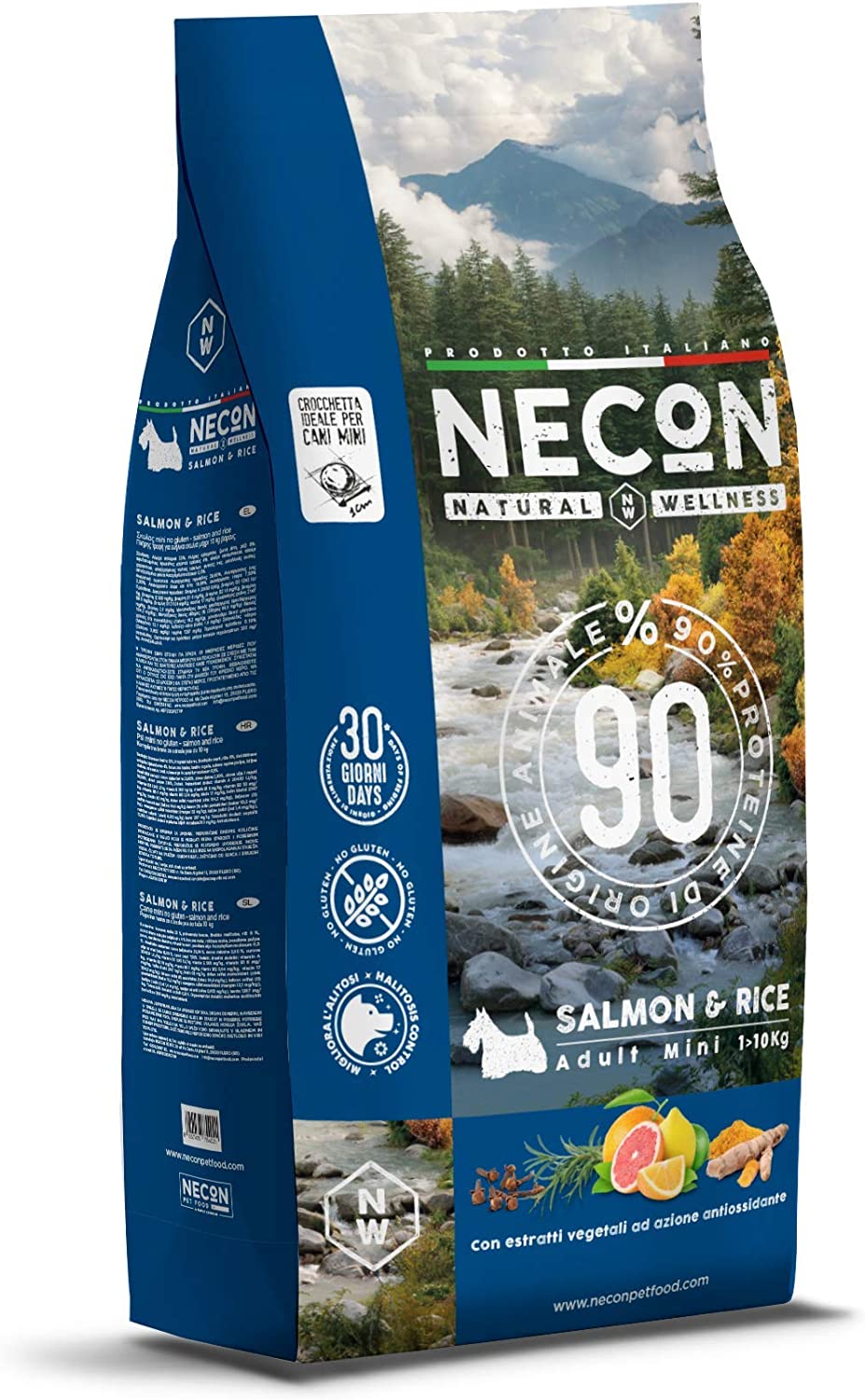 NECON NATURE WELLNESS - Crocchette per cani mini adulti - GUSTO SALMONE - 2 KG