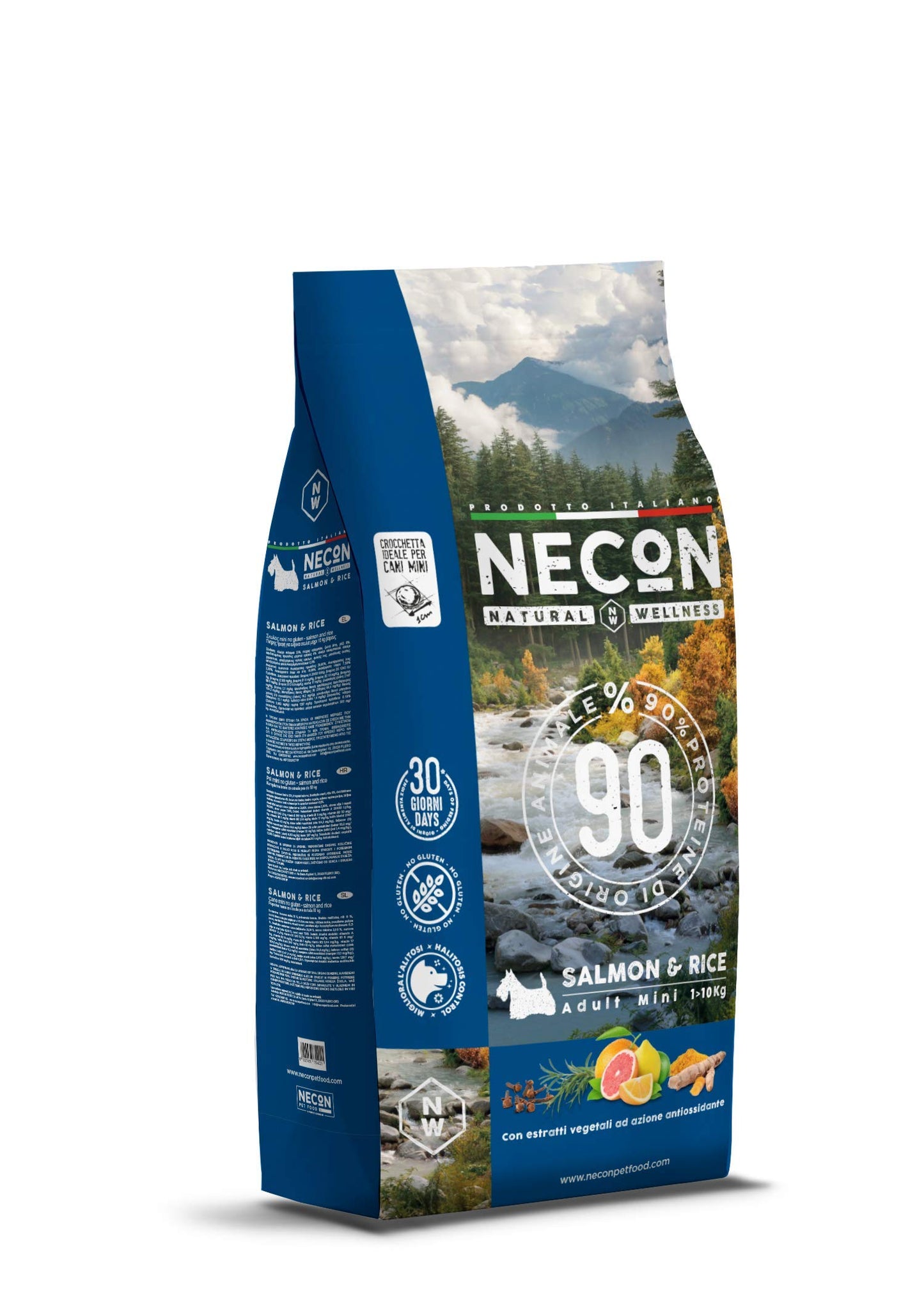 NECON NATURE WELLNESS - Crocchette per cani mini adulti - GUSTO SALMONE - 2 KG
