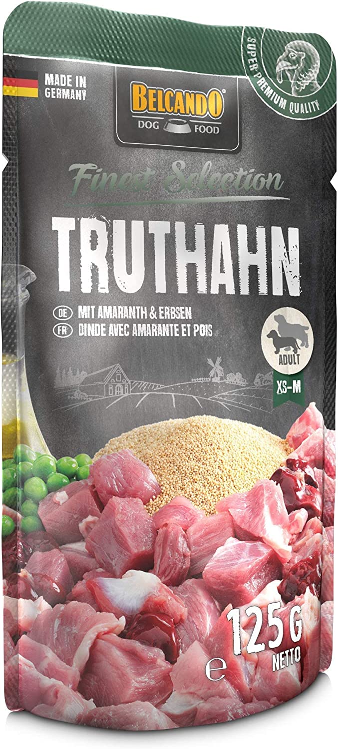 Belcando Tacchino con amaranto e piselli Alimento completo umido in busta monoporzione - 12 buste da 125 gr