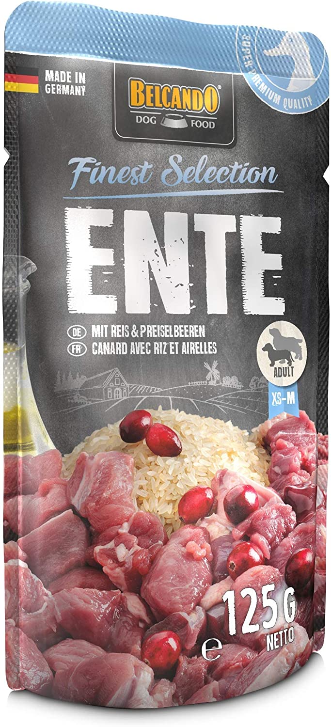 Belcando Anatra con riso e mirtilli rossi Alimento completo umido in busta monoporzione (12 buste da 125 gr / 6 buste 300 gr)