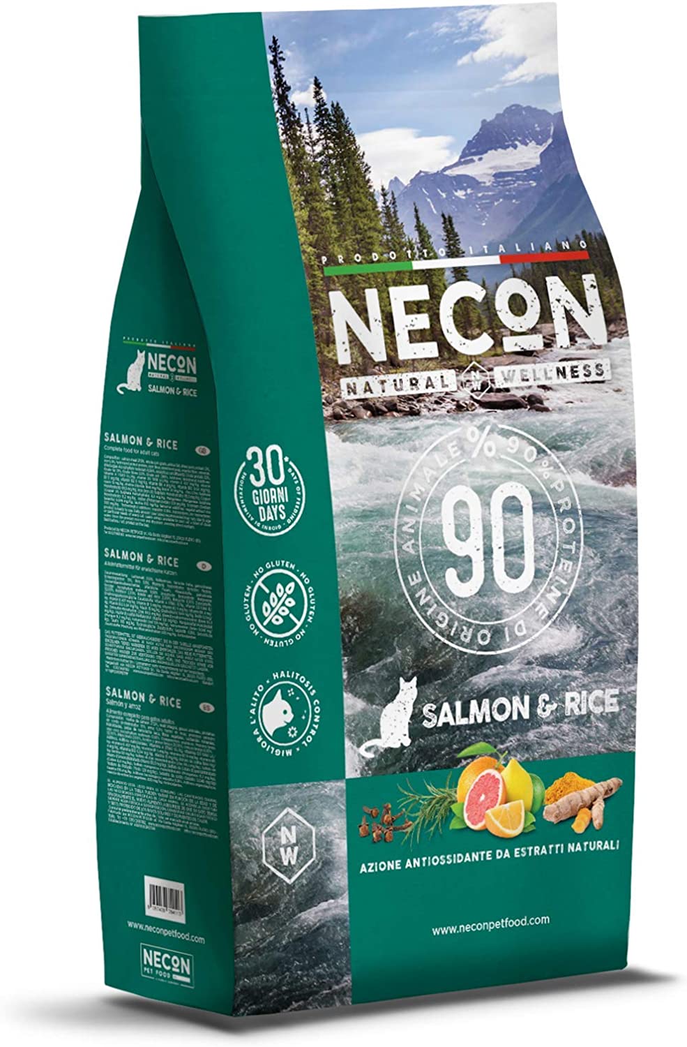 NECON NATURAL WELLNESS- Crocchette per Gatto Adulto -Gusto Salmone e riso 1,5 kg