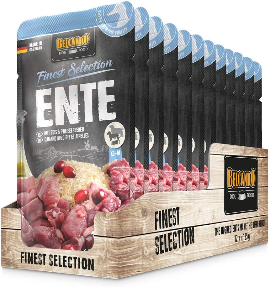 Belcando Anatra con riso e mirtilli rossi Alimento completo umido in busta monoporzione (12 buste da 125 gr / 6 buste 300 gr)