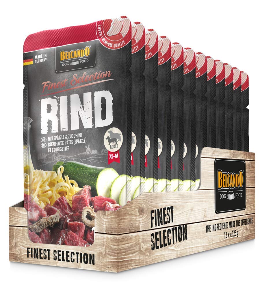 Belcando Manzo con"spätzle" e zucchine Alimento completo umido in busta monoporzione (12 buste da 125 gr / 6 buste 300 gr)