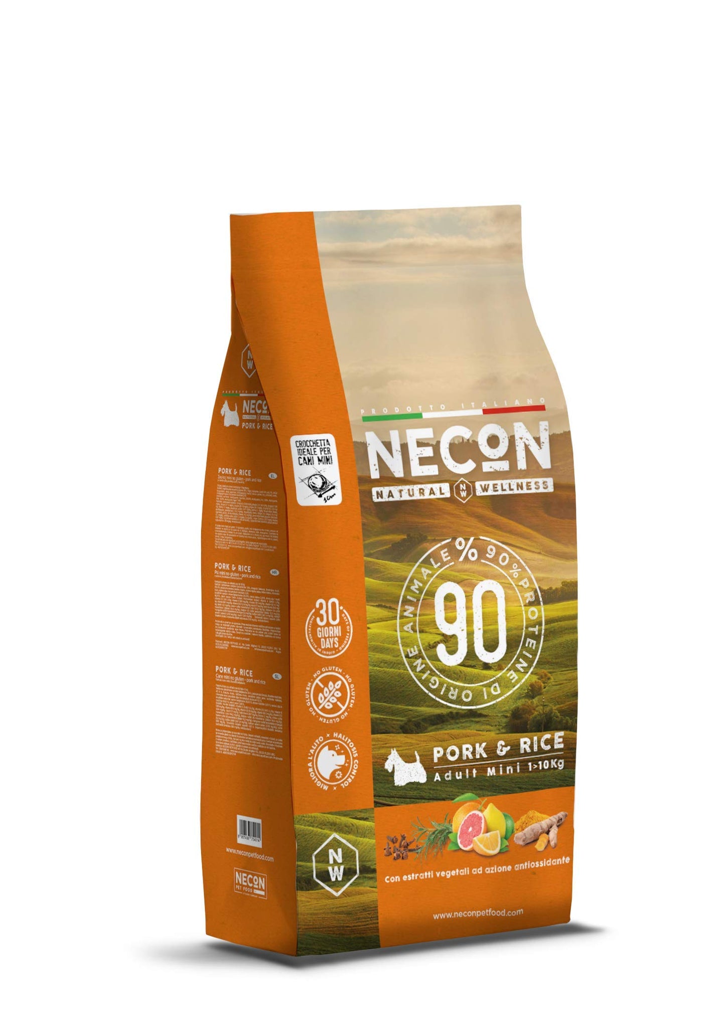 NECON PET FOOD Natural Wellness Maiale & Riso 2 kg, Cibo per Cani Adulti fino a 10 Kg