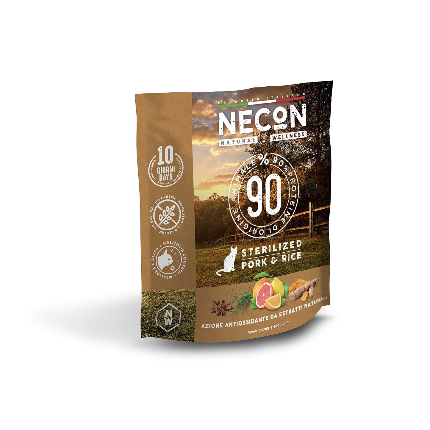Necon Pet Food Natural Wellness Sterilizzato Maiale & Riso 400 g, Cibo per Gatti SterilizzatI