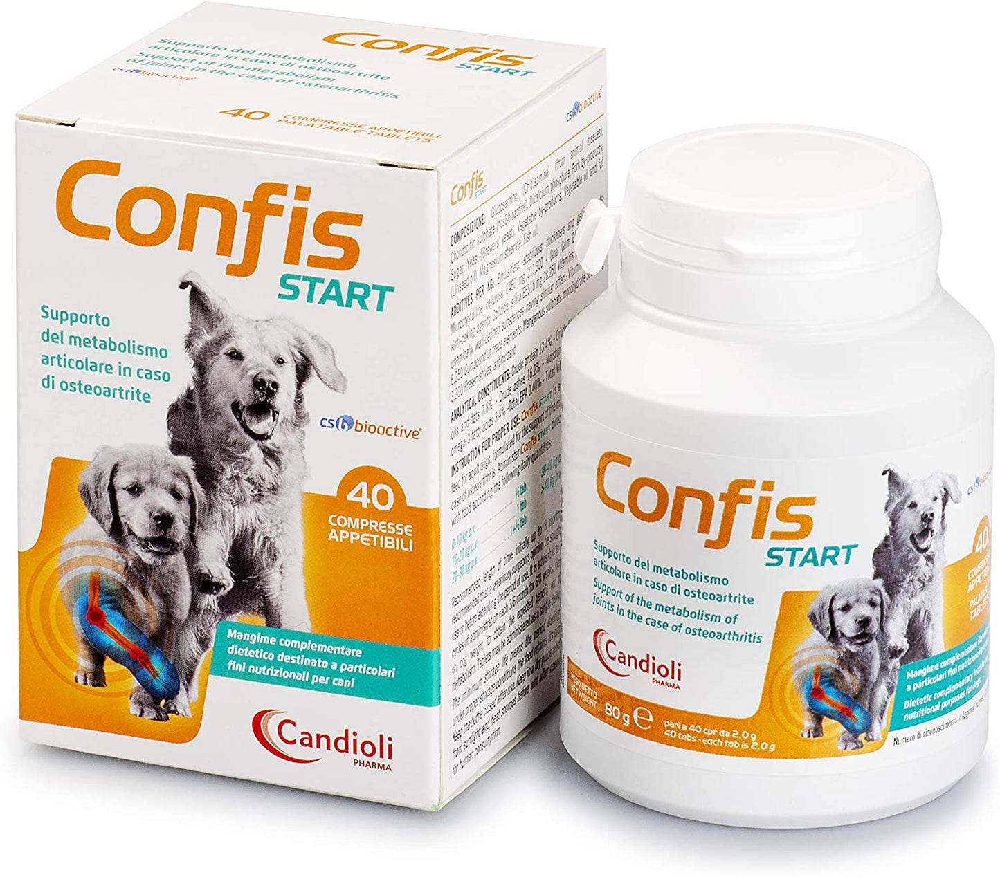 Candioli Confis Start 40 COMPRESSE- Supporto del metabolismo articolare in caso di osteoartrite per cani adulti e cuccioli