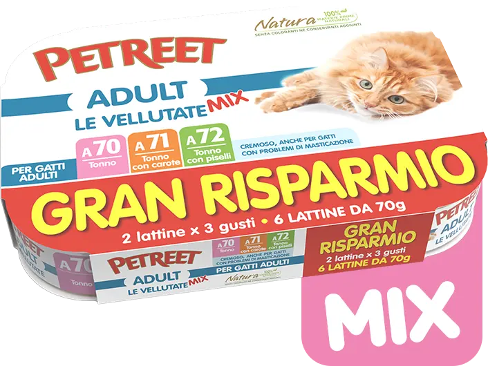 PETREET Vellutate Multipack Tonno Mix adulto - 6 lattine da 70 gr