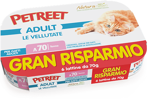 PETREET Vellutate Multipack Tonno Gatto adulto - 6 lattine da 70 gr