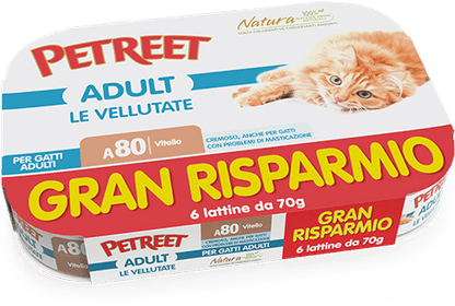 PETREET Vellutate Multipack Vitello Gatto adulto - 6 lattine da 70 gr