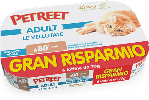 PETREET Vellutate Multipack Vitello Gatto adulto - 6 lattine da 70 gr