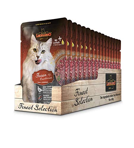 LEONARDO® Finest Selection Buste [16x85g Fagiano + Cranberries] | Cibo umido senza cereali per gatti adulti
