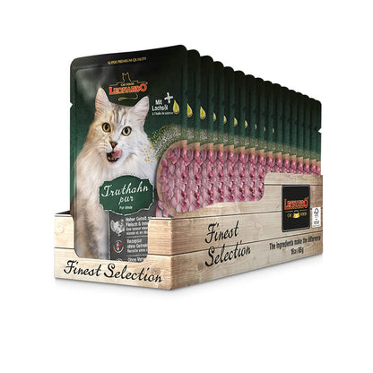 LEONARDO® Finest Selection Buste [16x85g Pura carne di tacchino] | Cibo umido senza cereali per gatti adulti