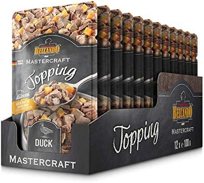 Belcando Mastercraft Topping 12 porzioni da 100g gusto Anatra con patate dolci Cibo umido per cani Senza cereali |