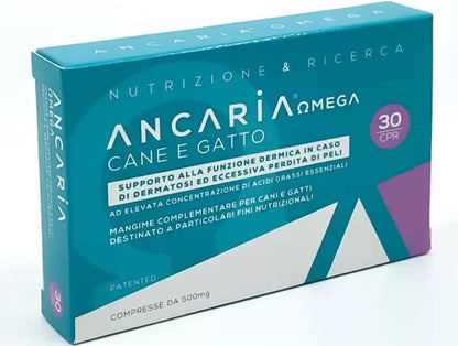 ANCARIA Omega - Compresse 500 MG - Benessere di Cute e Mantello del Cane e Gatto (30 compresse)