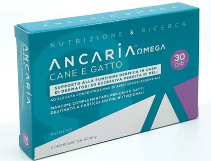 ANCARIA Omega - Compresse 500 MG - Benessere di Cute e Mantello del Cane e Gatto (30 compresse)