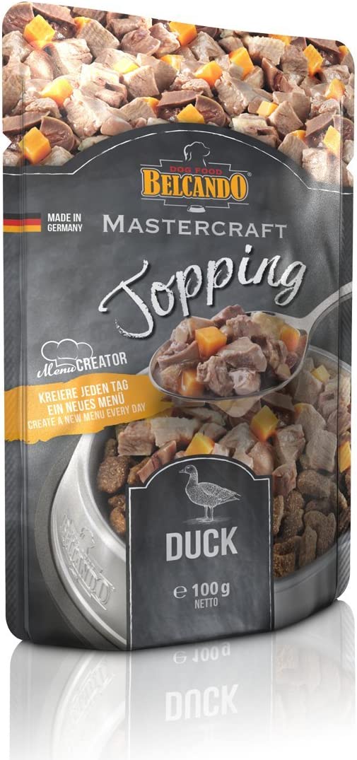 Belcando Mastercraft Topping 12 porzioni da 100g gusto Anatra con patate dolci Cibo umido per cani Senza cereali |