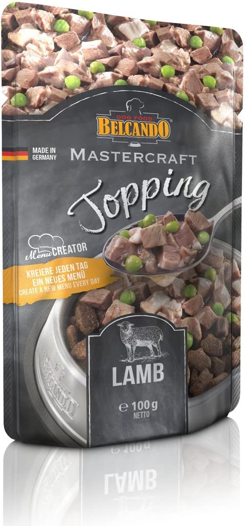 Belcando Mastercraft Topping 12 porzioni da 100g Gusto Agnello con piselli Cibo umido per cani Senza cereali
