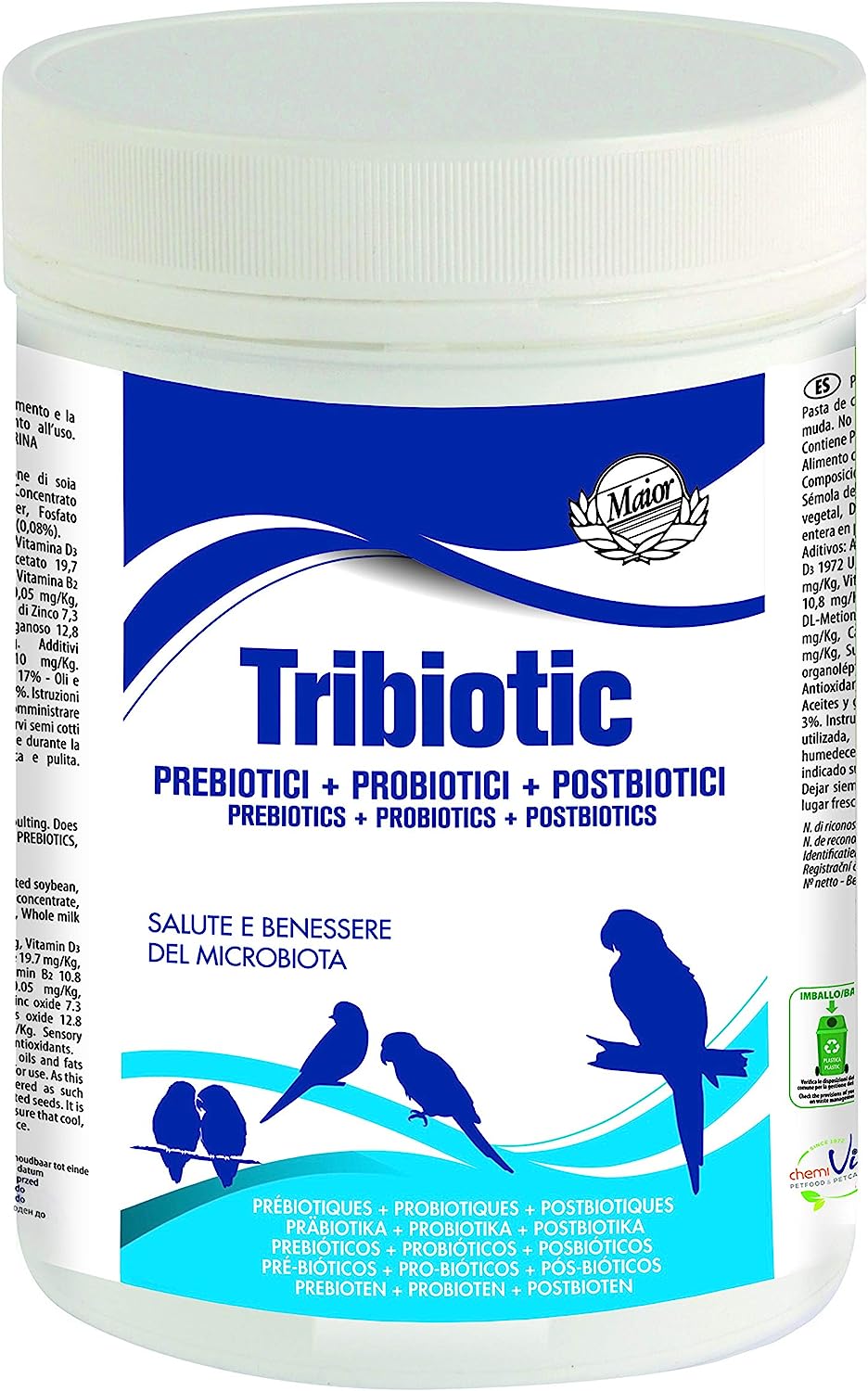 Chemi-Vit TRIBIOTIC - Alimento complementare per Uccelli Ornamentali con PREBIOTICI, PROBIOTICI e POSTBIOTICI